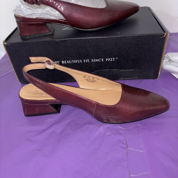 Naturalizer Womens Banks Slingback Pump Cabernet Sauvignon Red Lizard Leather 6W - Picture 4 of 8